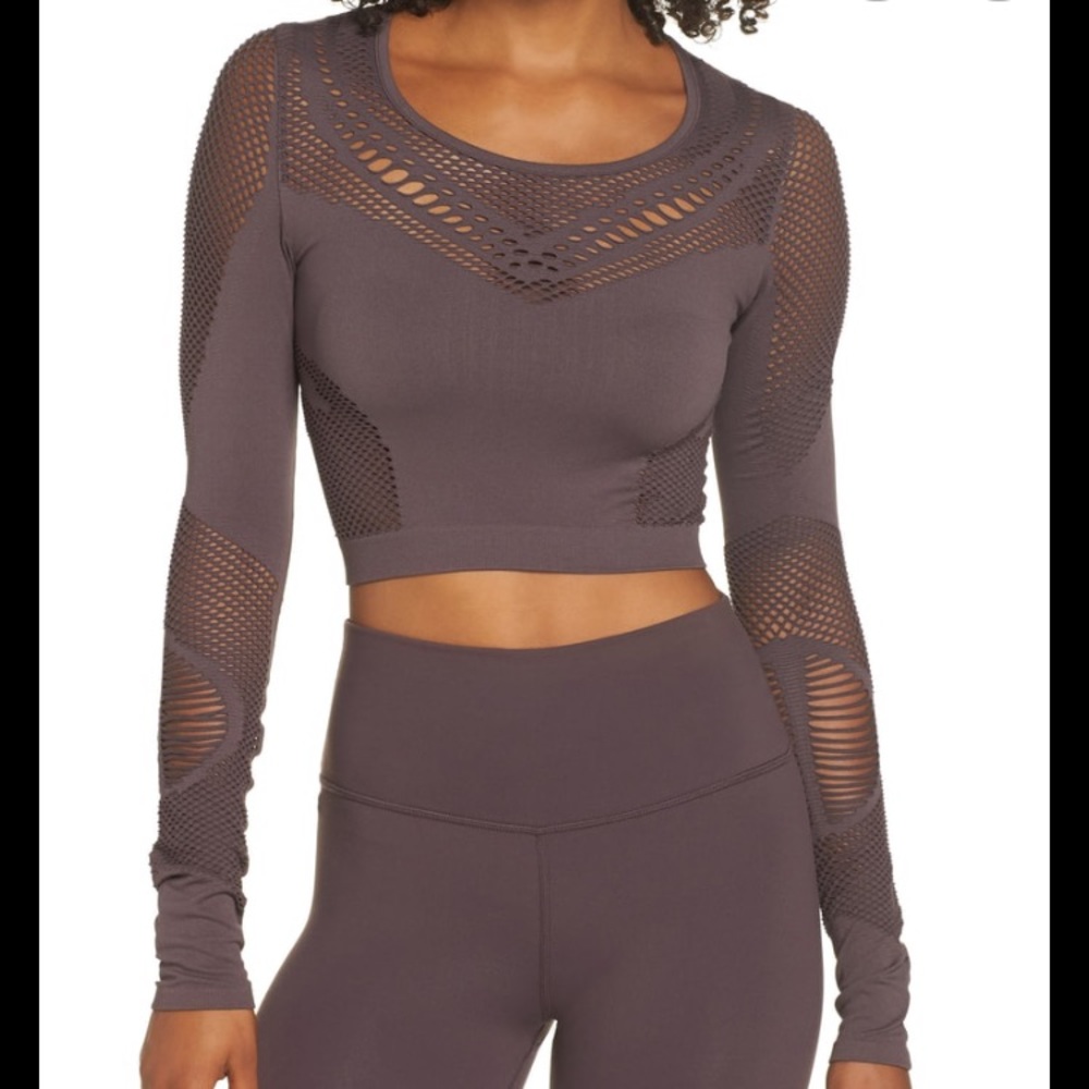 Alo Yoga Siren long sleeve crop top / Raisin / S